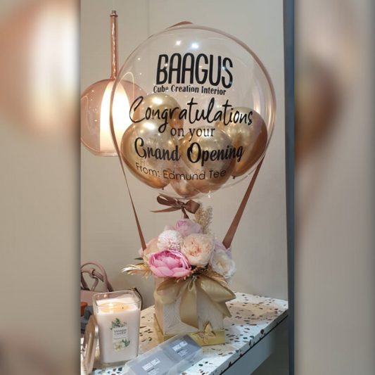 18INCH CLEAR CLASSY BUBBLE HOT AIR BALLOON WITH FLOWERS