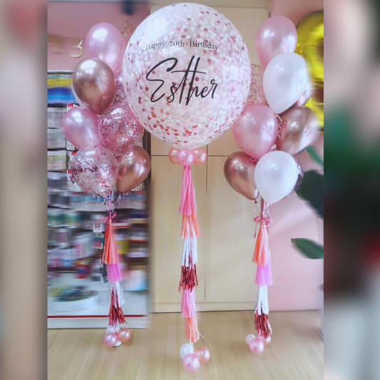 36-INCH CUSTOMISE CONFETTI BALLOONS COME WITH TWO BOUQUETS OF 7
