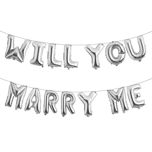 16inch "Will You marry Me" Silver Alphabet Balloons