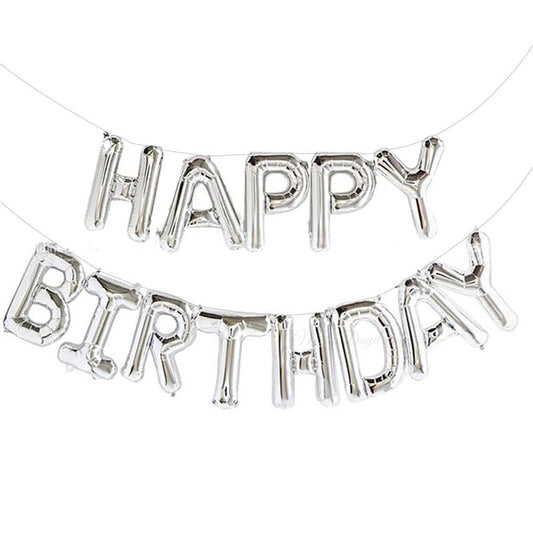 16inch "Happy Birthday" Silver Alphabet Balloon