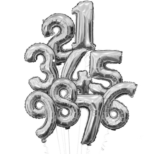 40-INCH SILVER NUMBER BALLOON