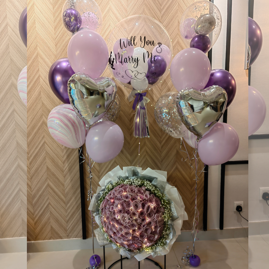 Proposal Bubble Balloon Set + 99 Roses