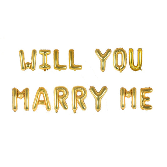 16inch "Will You marry Me" Gold Alphabet Balloons